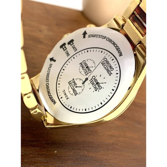 Timex Women's Watch TW2V74800 Quartz Chronograph Gold Tortoise Gemmed 38mm - Picture 6 of 14